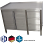 Preview: Edelstahl-Schrank in der Bautiefe 700 mm Flügeltüren oder Schiebetüren und Schubladenblock