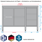 Preview: Skizze Edelstahl-Schrank in der Bautiefe 600 mm Flügeltüren oder Schiebetüren und Schubladenblock